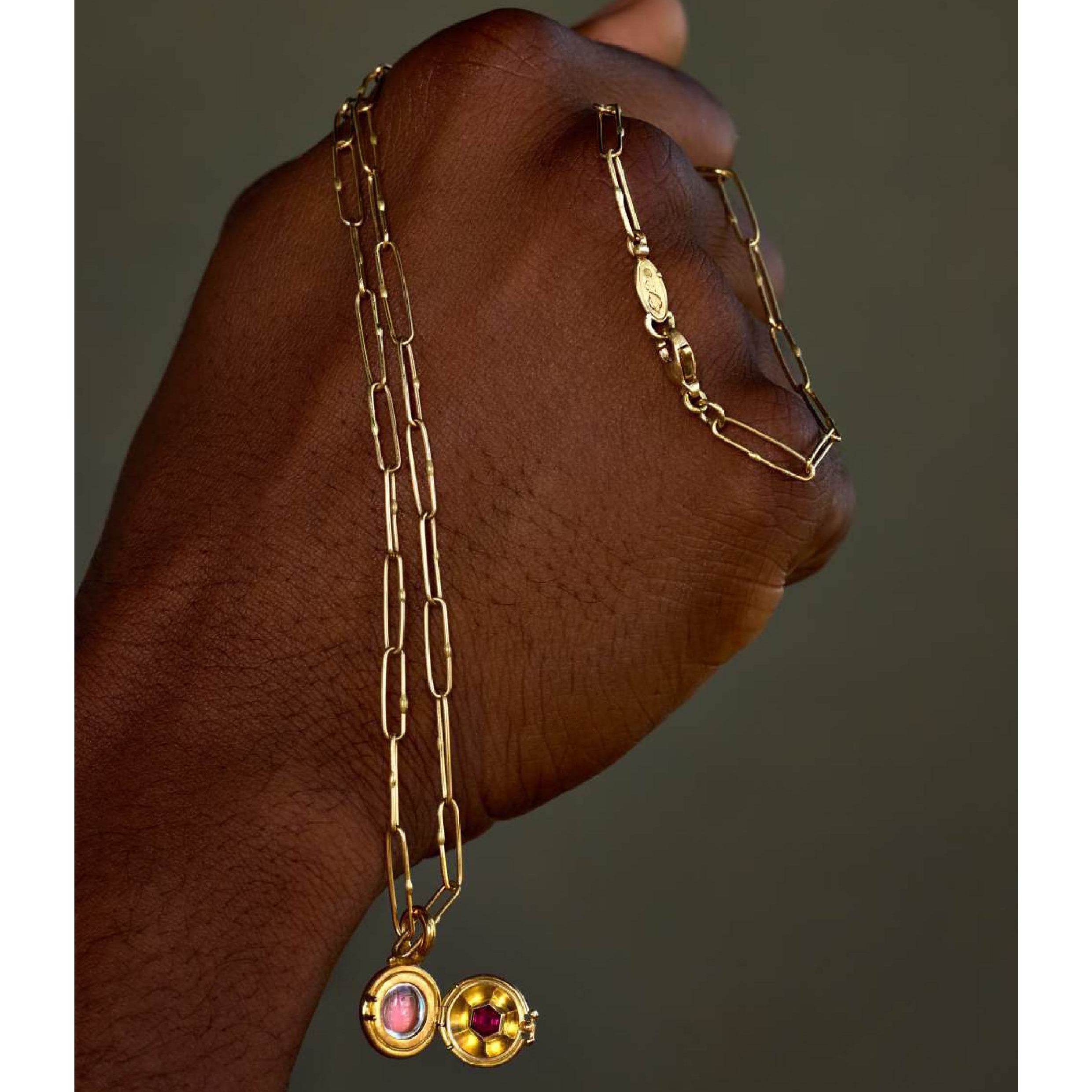 RUBEDO RELIQUARY LOCKET – MOONSTONE AND RUBY