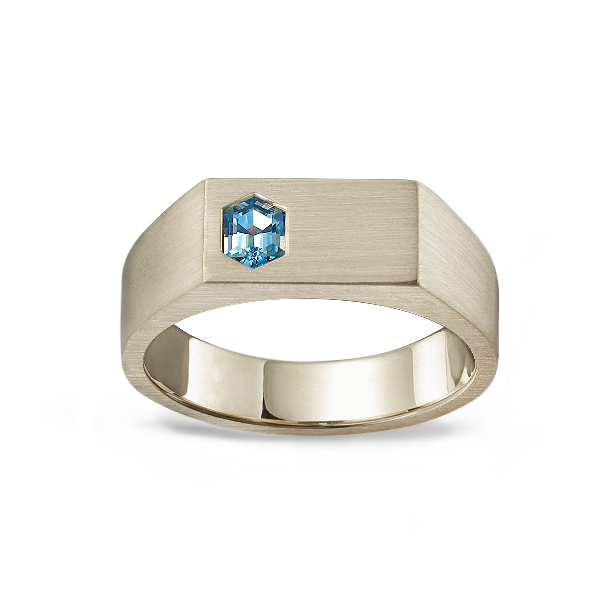 Hexagon Sapphire Signet Ring