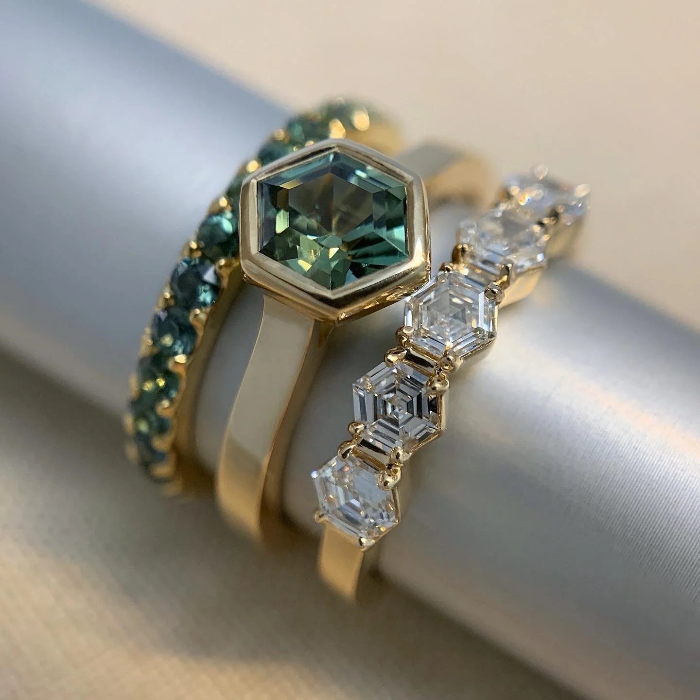 Sapphire Hexagon Ring