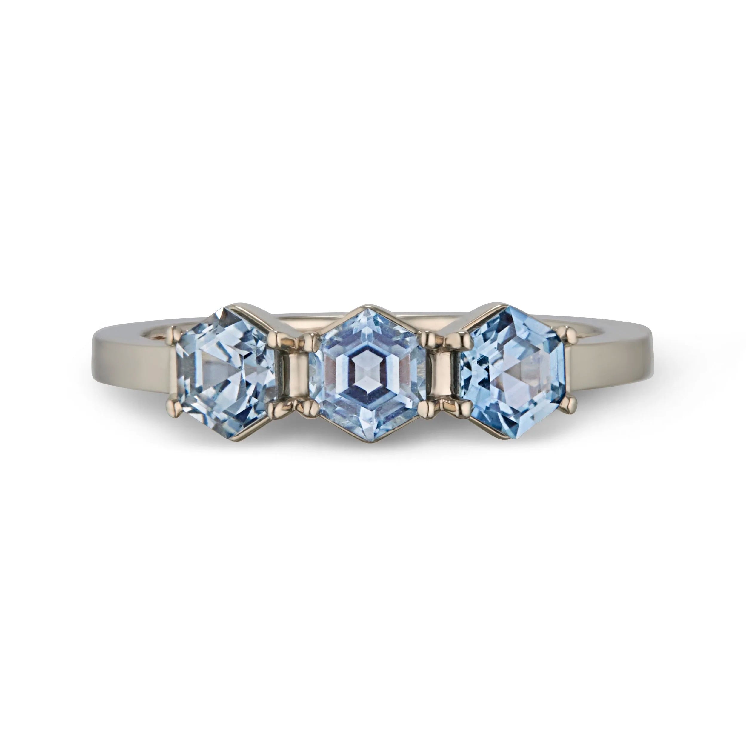 Denim Sapphire Hexagon Ring